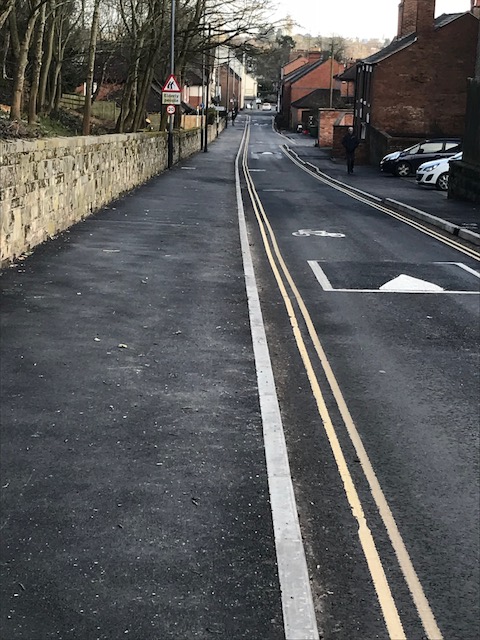 Priory road after footpath widening