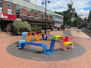 photograph of seating installation in nuneaton