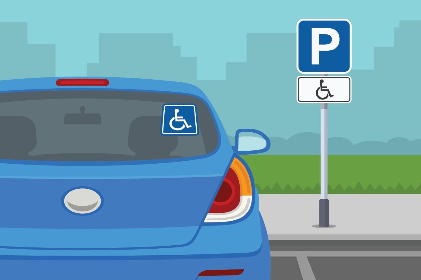 Graphic of a car parked in a disabled spot