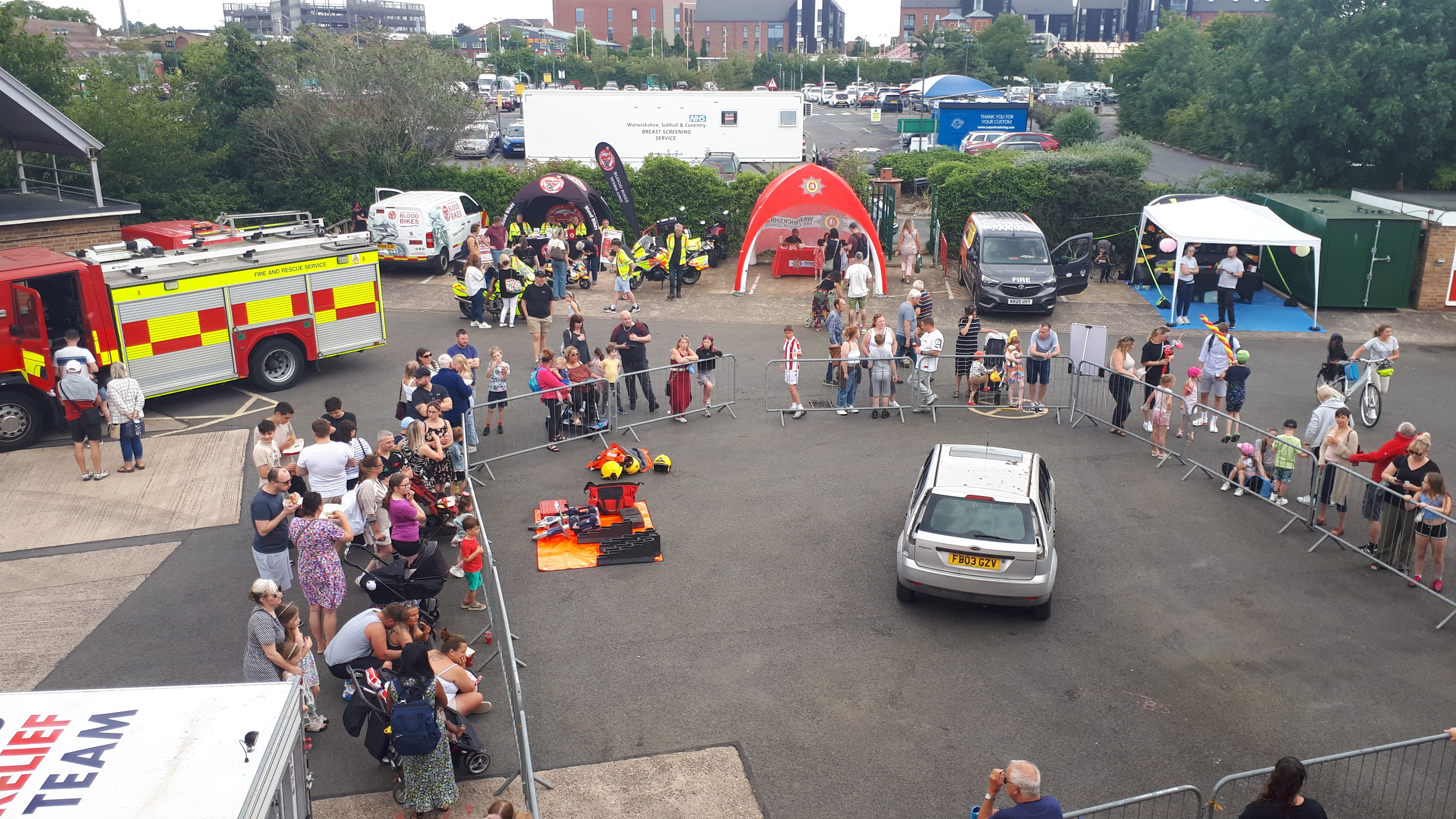Aerial photograph of a fire station open day, 2024
