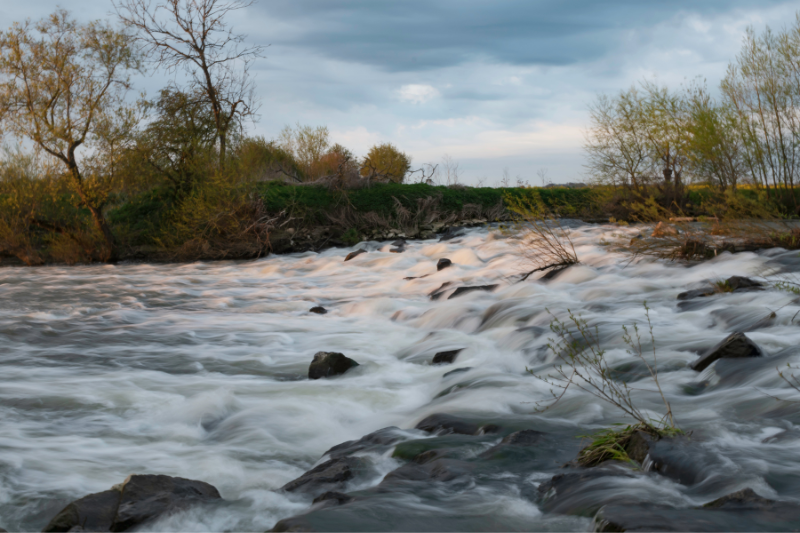 Water rushing over rocks