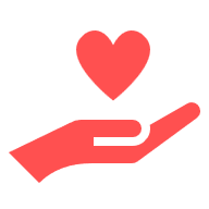 Heart in hand icon