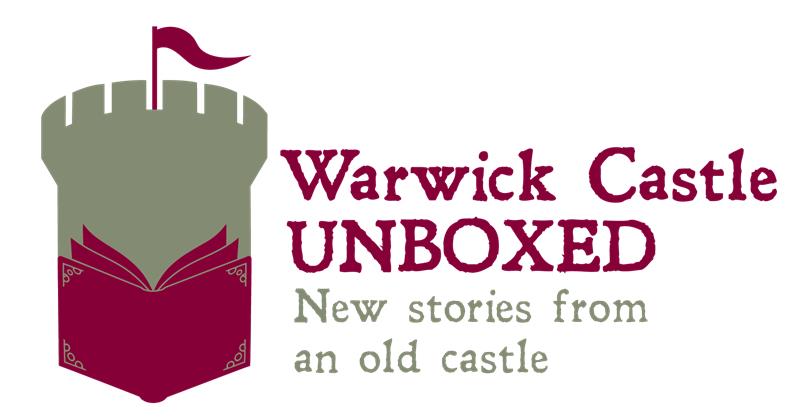 Castle turret logo with the words 'Warwick Castle Unboxed: New stories from an old castle