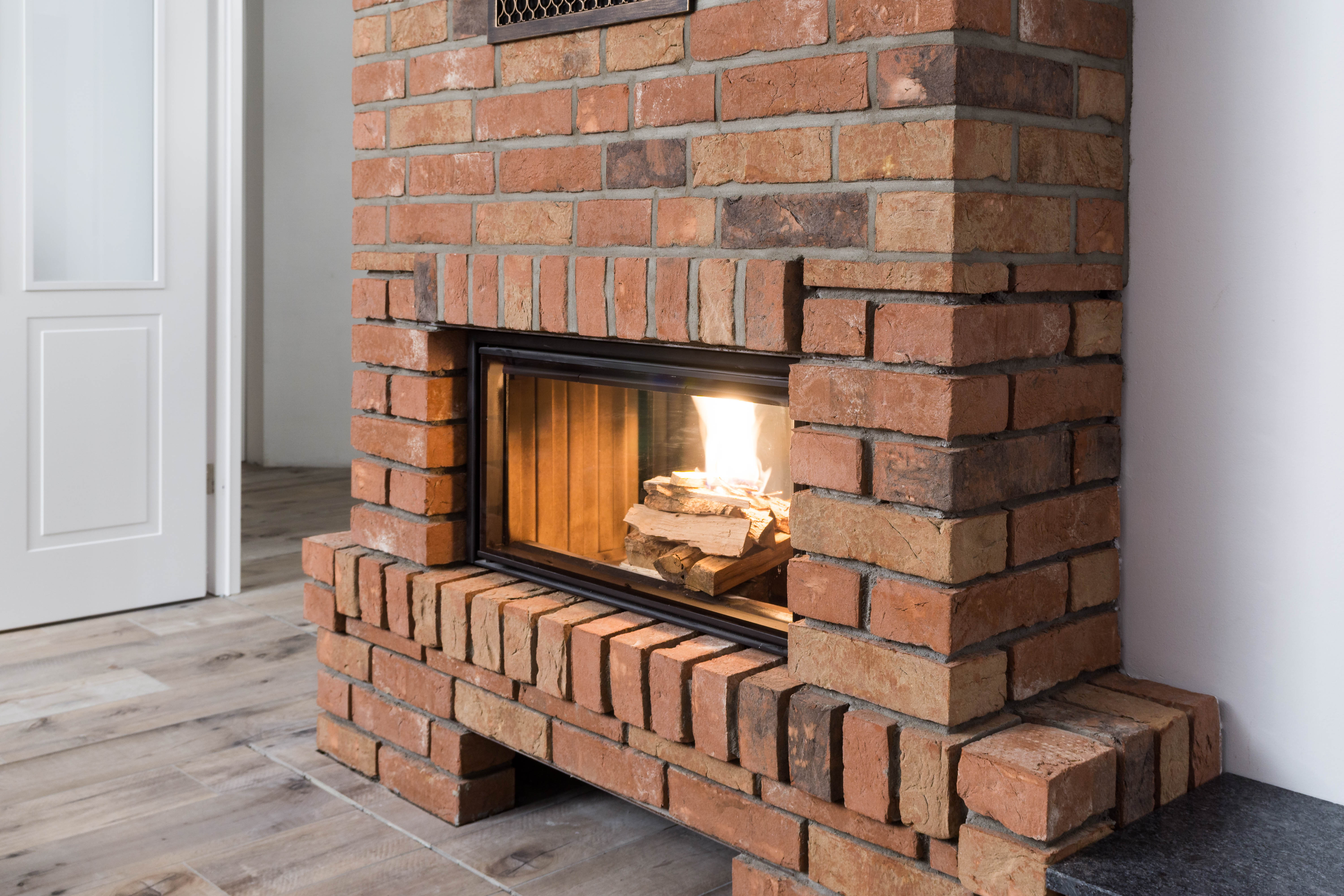 A fireplace in a living room