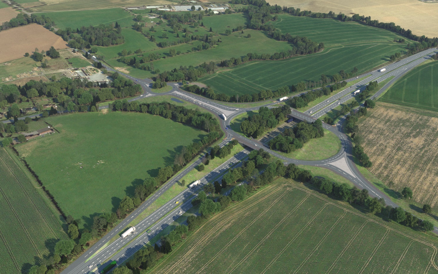 CGI render of aerial picture - completed A46 stoneleigh junction improvements