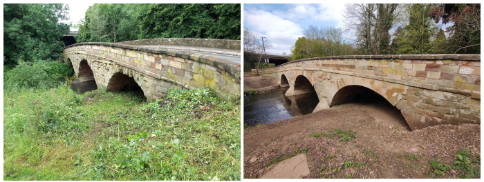 Baginton mill bridge before and after