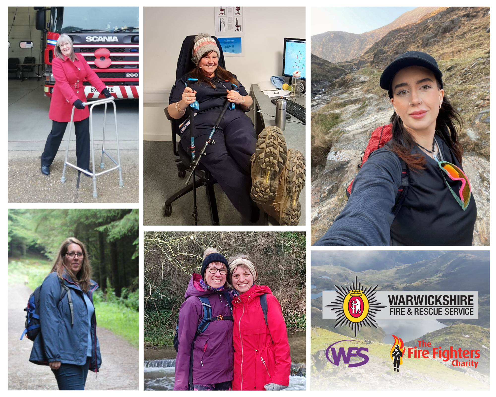 A collage of women hiking or at work at WFRS