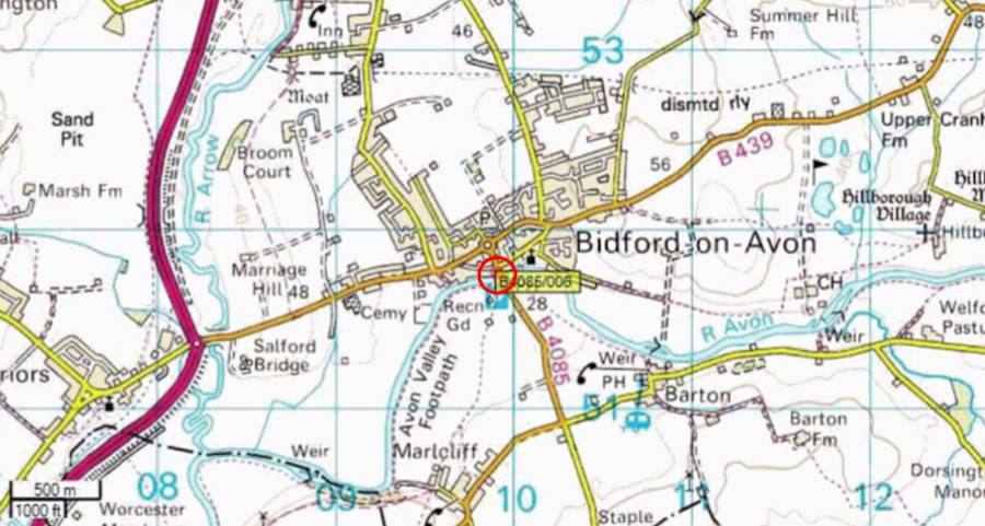 Map of Bidford-on-Avon