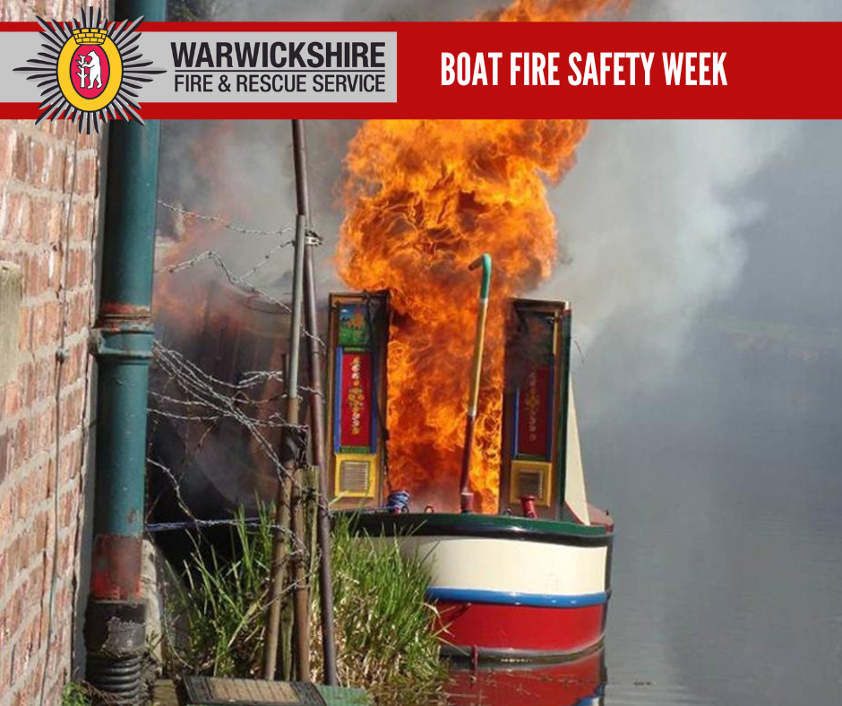 photo of a narrow boat on fire