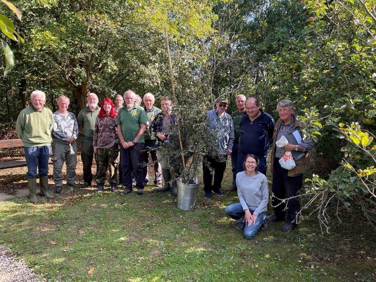 Brandon Marsh Nature Reserve voluntary conservation team with their Platinum Jubilee tree.