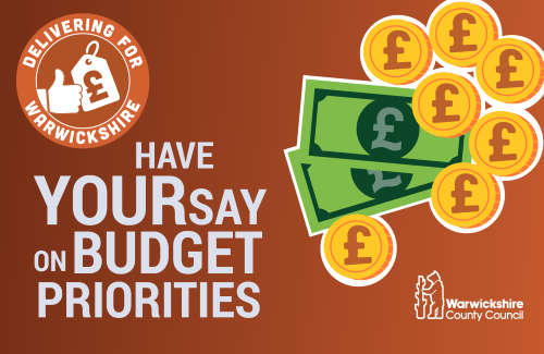Graphic of money and wording about budget priorities