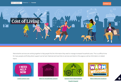 Picture of cost of living website homepage