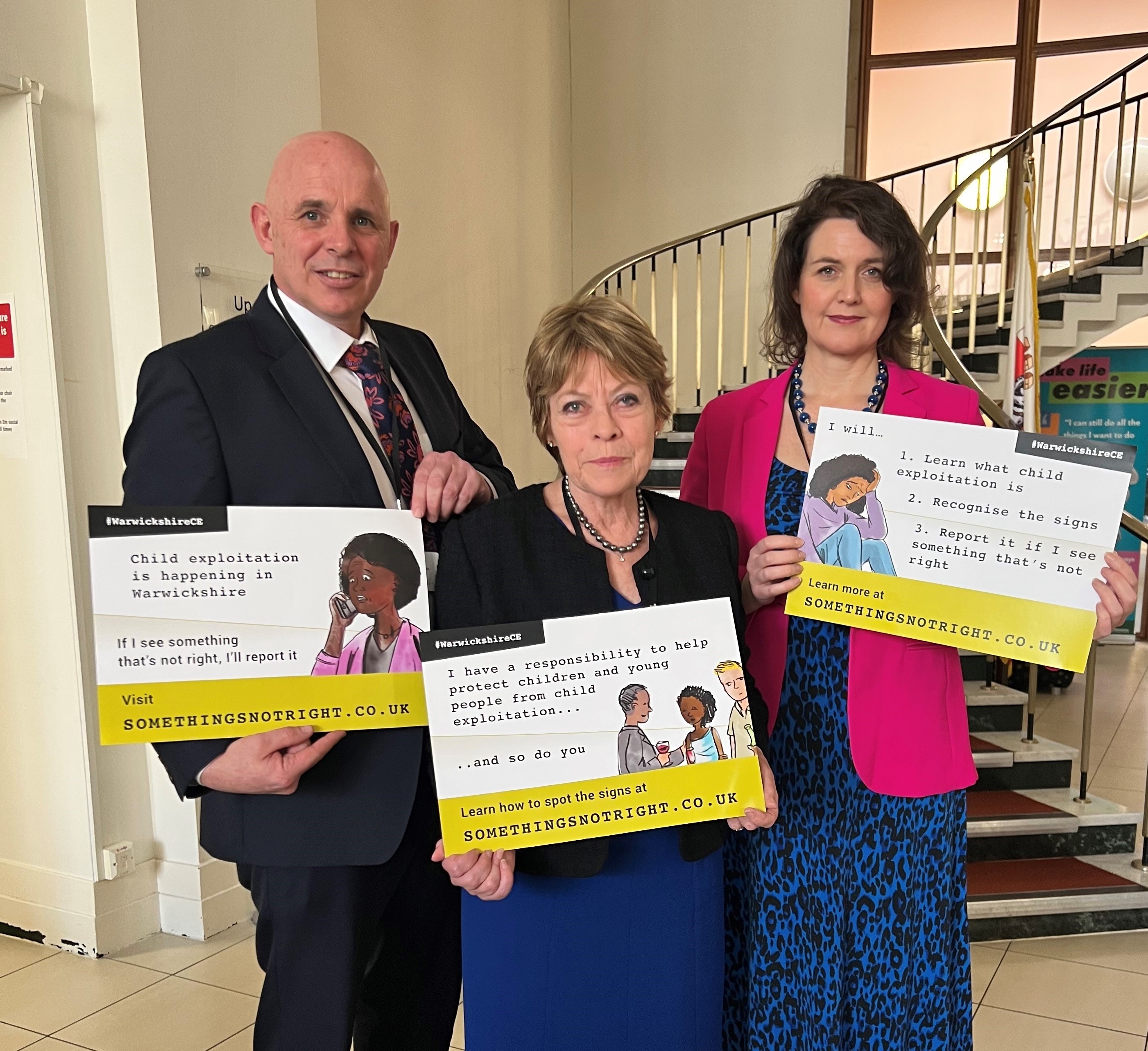 Cllr O'donnell, Cllr Seccombe and Cllr Spencer make pledges for Child Exploitation Awareness Day