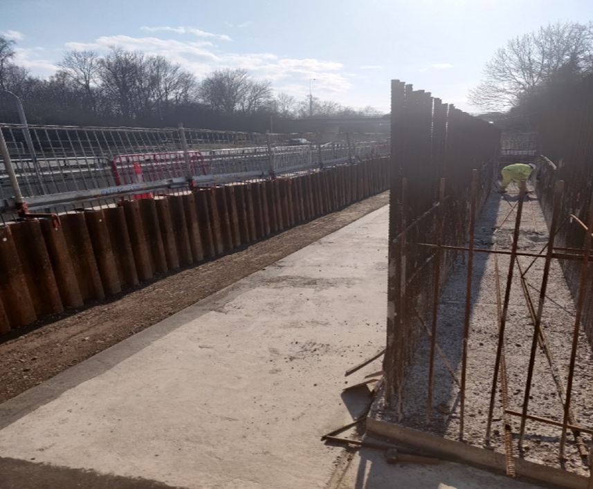 Figure 4 – Concreted base foundation and steel for West side abutment