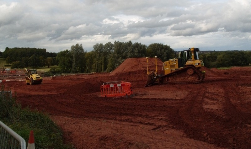 Earthworks fill operation.  Photograph taken from existing Stoneleigh Road West looking towards Finham Brook.