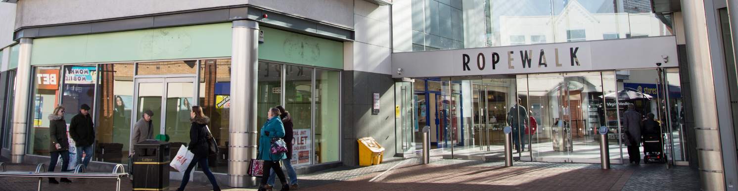 People going into Ropewalk Shopping Centre