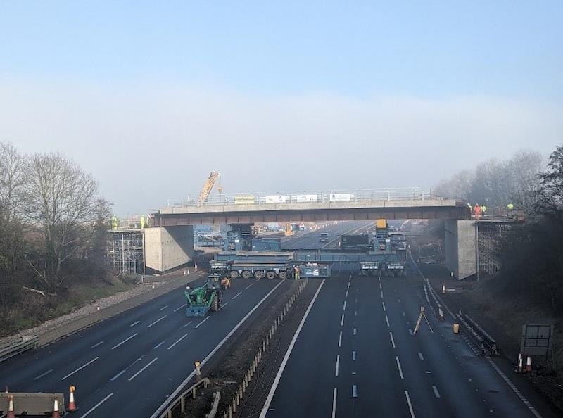 Figure 2 – SPMT lowering bridge deck onto the abutments