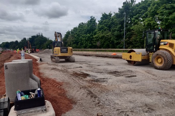 Figure 1 – Progress of the North Bound Off Slip Realignment – Placing and Compacting of Road Subbase