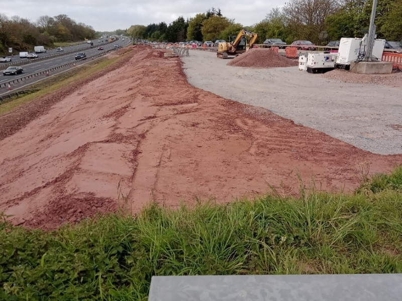 progress of the embankment of the northbound off slip