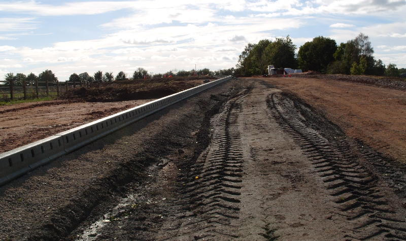 Progress with construction of kerbing.  Photograph of new southbound off slip.