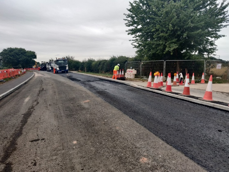 carriageway surfacing and new kerb line for stoneleigh road east