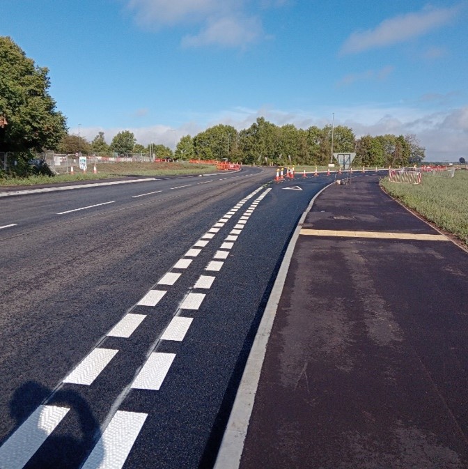 Figure 9 - carriageway resurfacing and new kerb line for Stoneleigh Road East