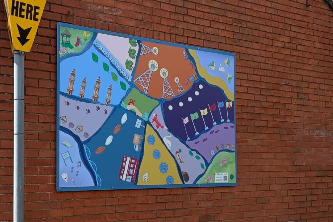Mural on Gas Street in Rugby
