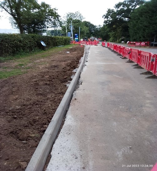 Image showing the widening of Glasshouse Lane kerb