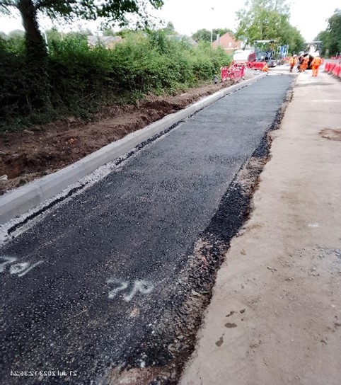 Second image showing carriageway foundation of Glasshouse Lane widening