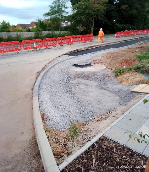 Second image highlighting progress of the widening of Glasshouse Lane, by Kenilworth School