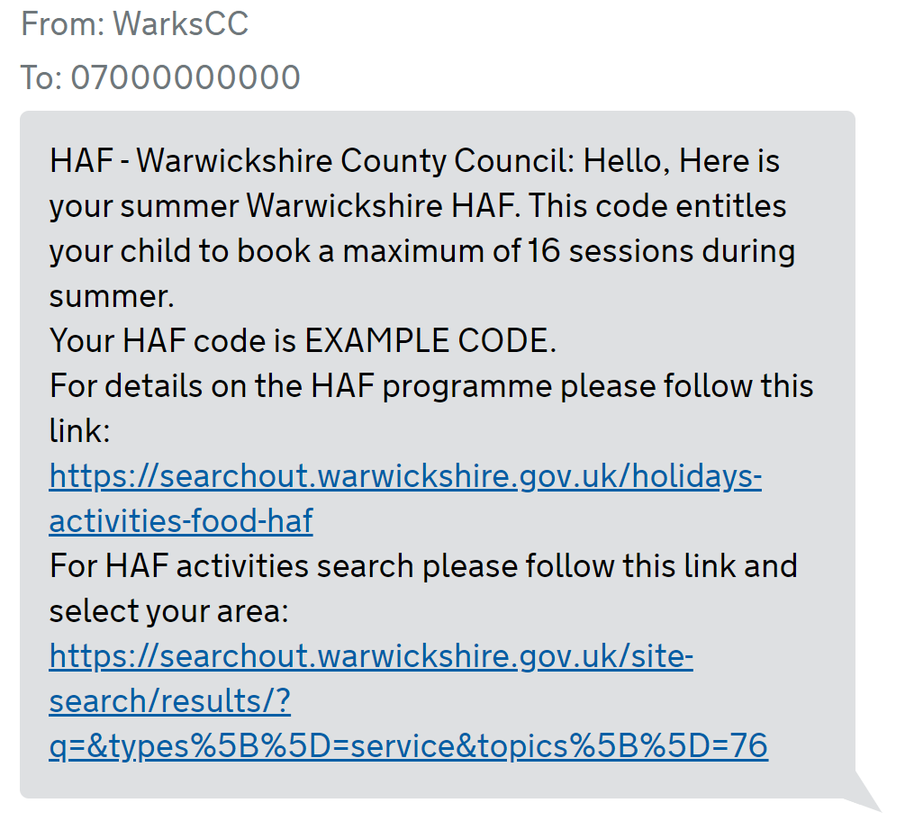 HAF code preview text