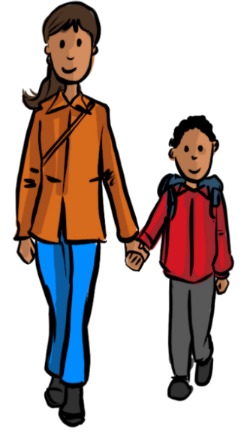 Mother and daughter holding hands