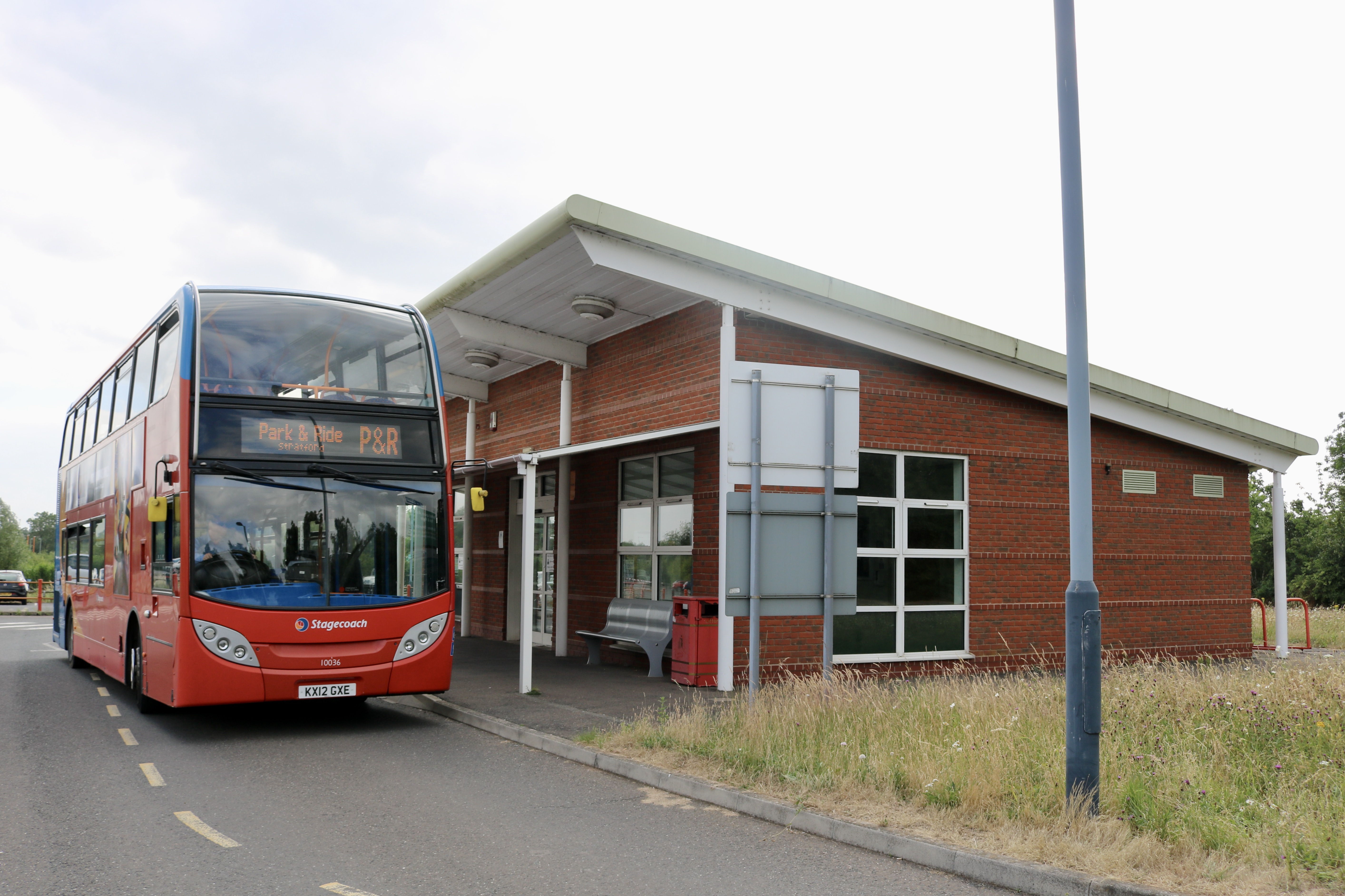 Bus at a passenger terminal.