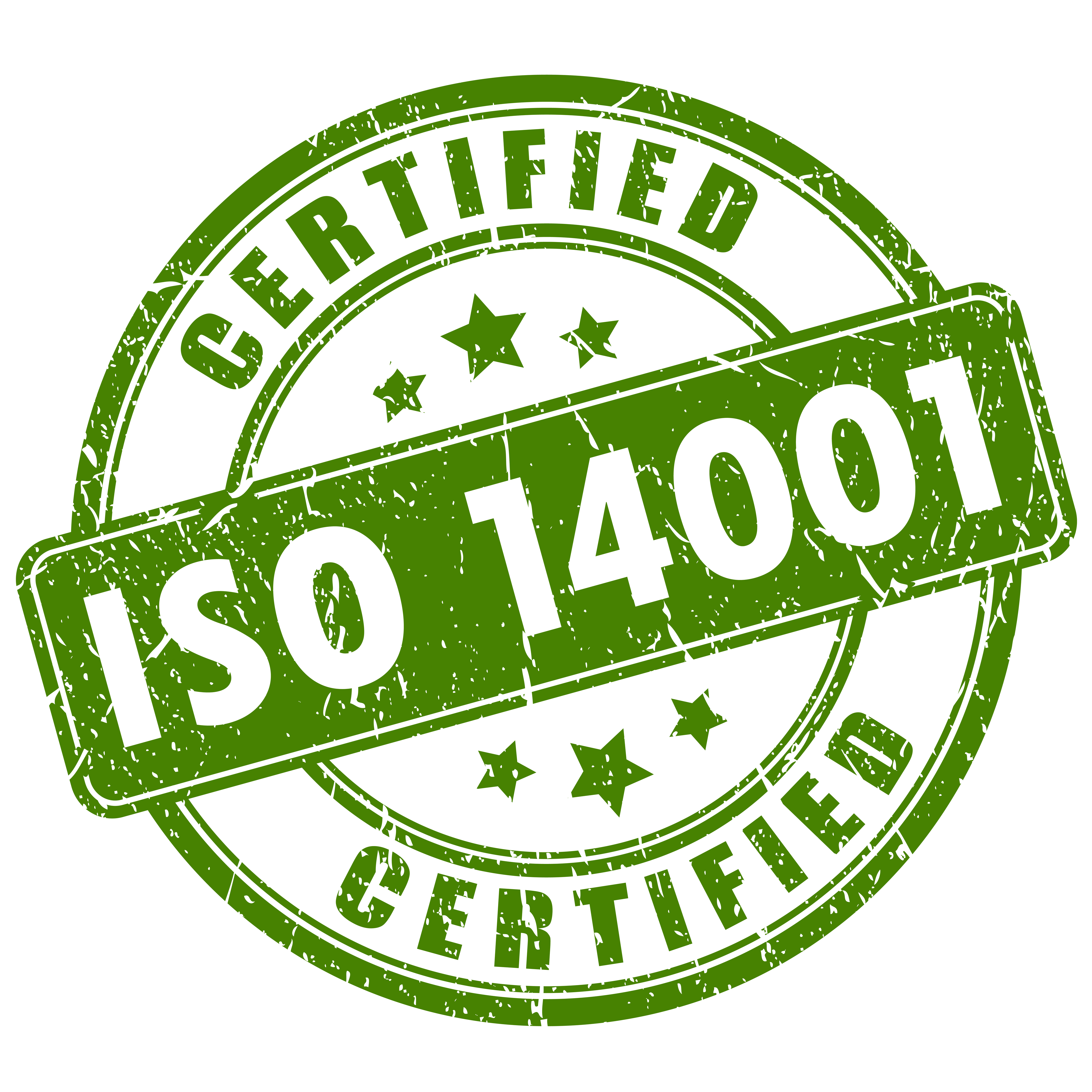 The ISO14001 logo in green on a white background