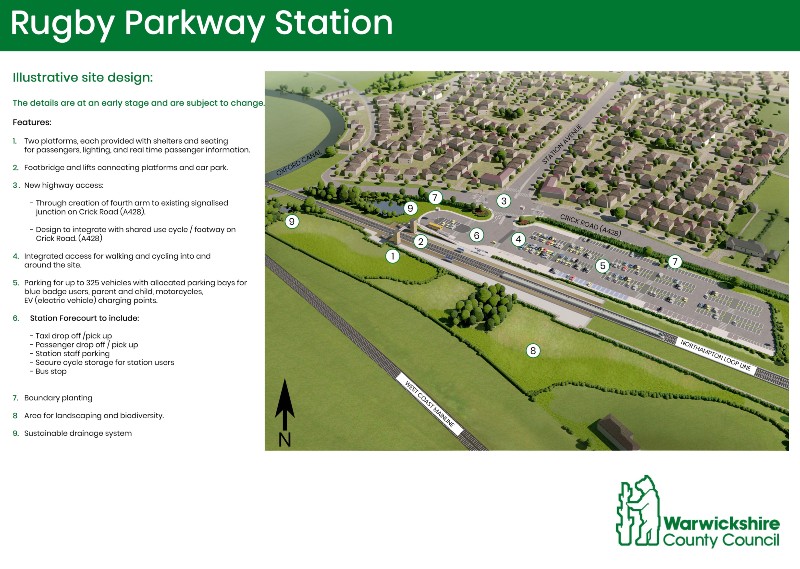 Indicative plan of rugby parkway station