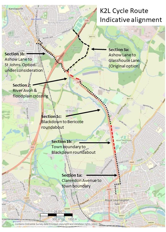 Kenilworth to Leamington Spa cycle route