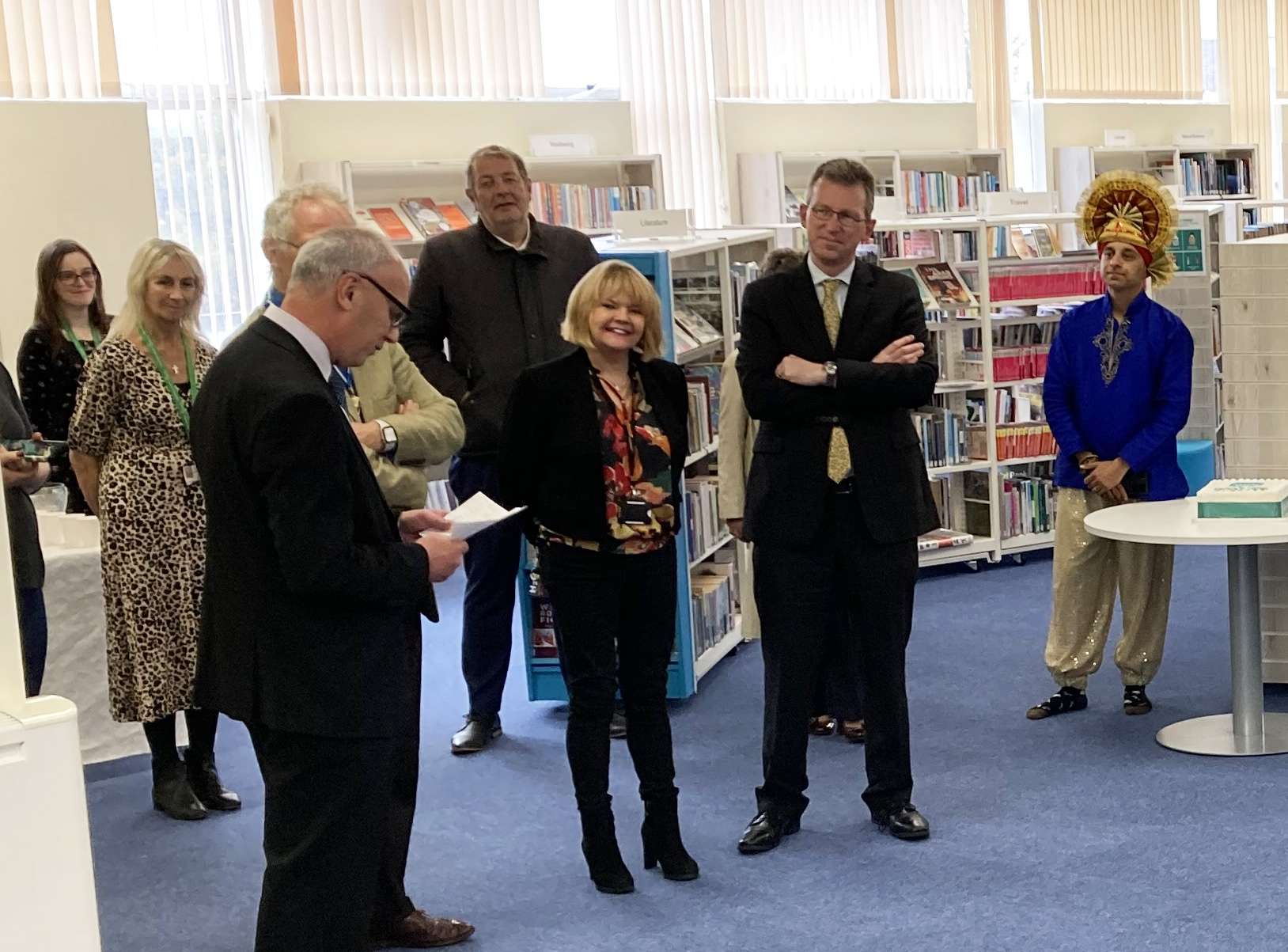 Councillor Andy Jenns delivers his speech at the launch event.