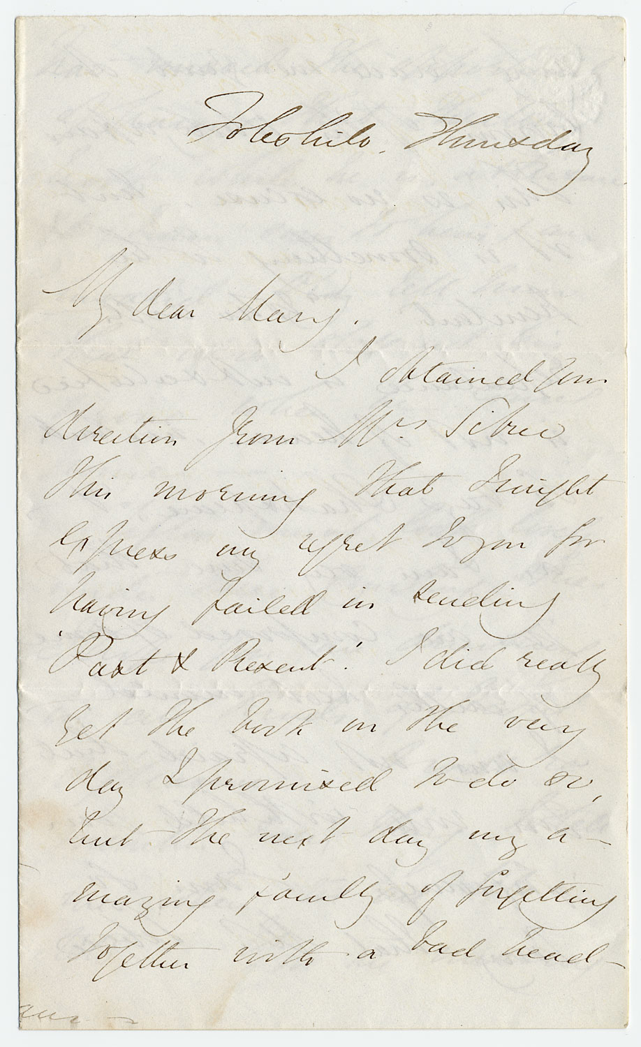 Letter to Mary Sibree p1