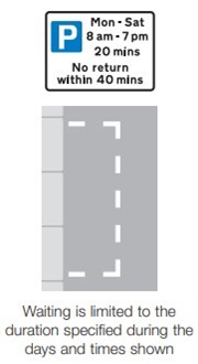 Diagram of limited waiting bay road markings