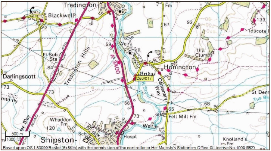 Honington bridge map location