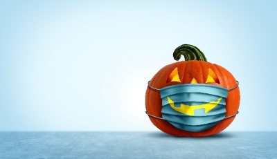 Pumpkin wearing mask