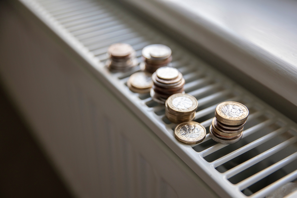 Coins stacked on a radiator