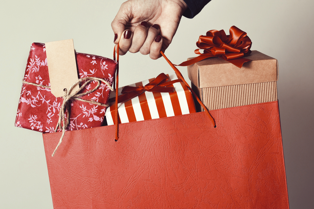 Large bag of Christmas gifts.