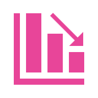 Bar graph with downward trend icon
