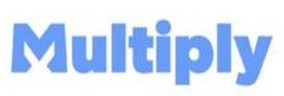 The Word Multiply in Light Blue on a white background