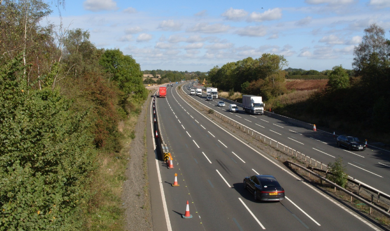 Narrow lanes for north and southbound carriageways.