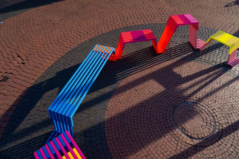 A close-in view of the Nuneaton Our Spaces installation