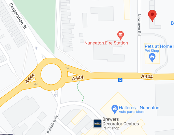 Nuneaton fire station maps screenshot
