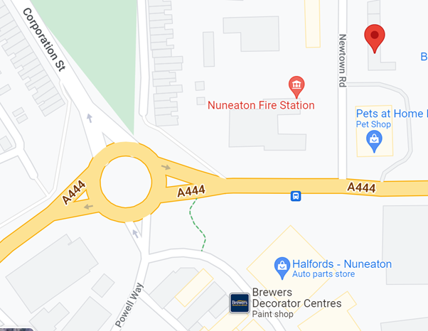 Nuneaton fire station maps screenshot
