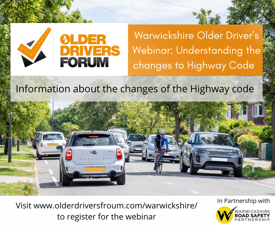 Warwickshire Road Safety Partnership announces free webinar for older drivers around the Highway Code changes and driver safety
